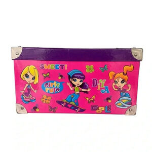 Vintage Lisa Frank Girls Rule Diva Storage Box Metal Handles & Corners 1990’s
